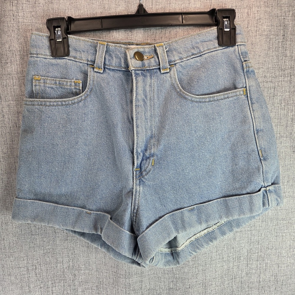 American Apparel Womens Denim Cuffed Shorts High Rise Size 25‎ Festival Beach